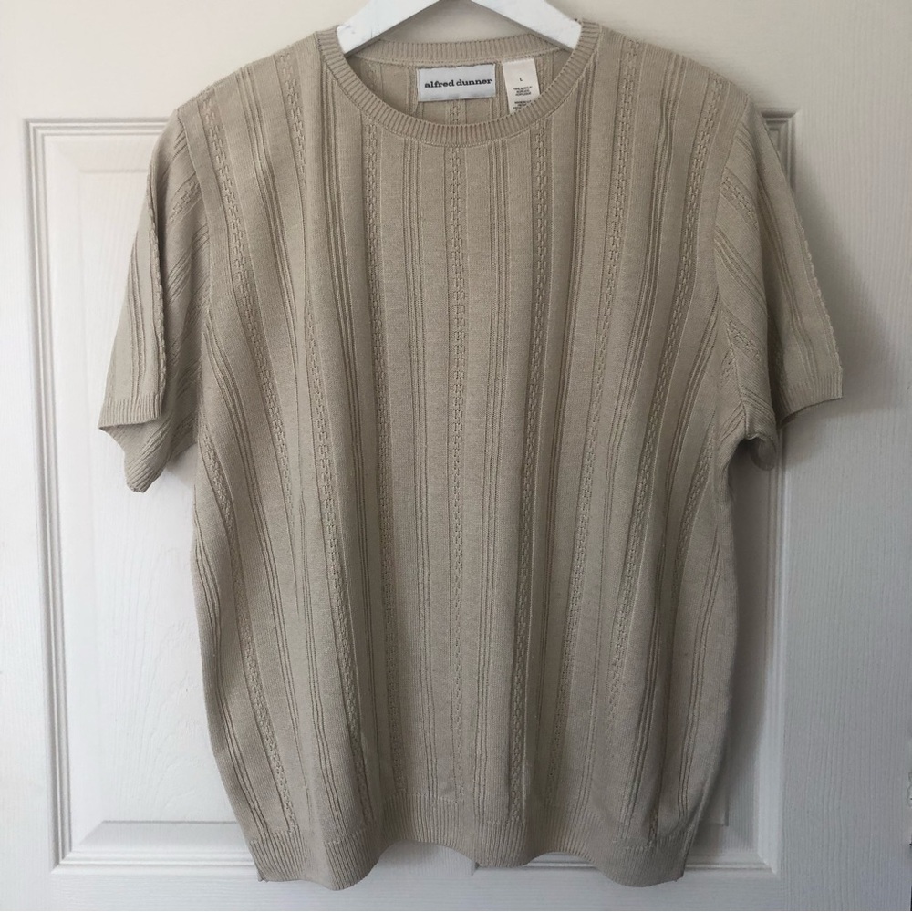 Alfred Dunner Beige Short Sleeve Sweater